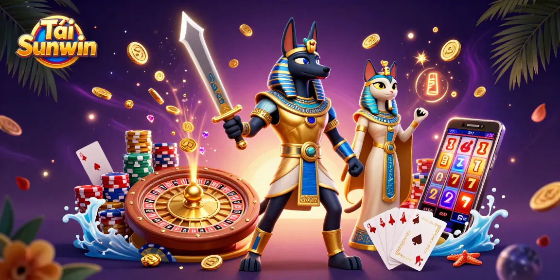 Tải Sunwin and experience the excitement of gaming with Anubis and Bastet in a vibrant casino setting