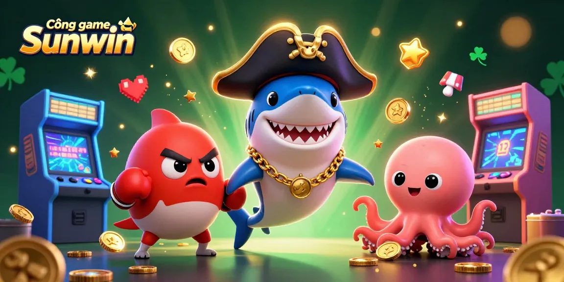 Engaging characters celebrate at Cổng game Sunwin, showcasing vibrant gaming elements and dynamic play.